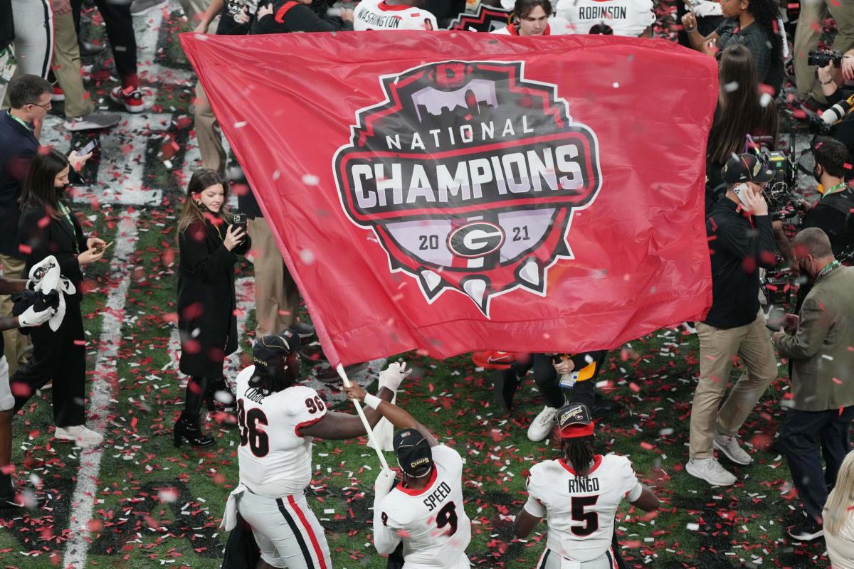 Georgia Bulldogs 4 Time Football National Champions Banner