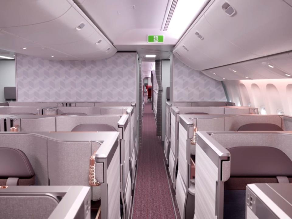 The business class section in 1x2x1 layout.