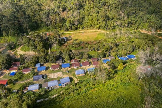 An aerial view of the Pos Balar Orang Asli settlement in Gua Musang December 28, 2022. — Bernama pic
