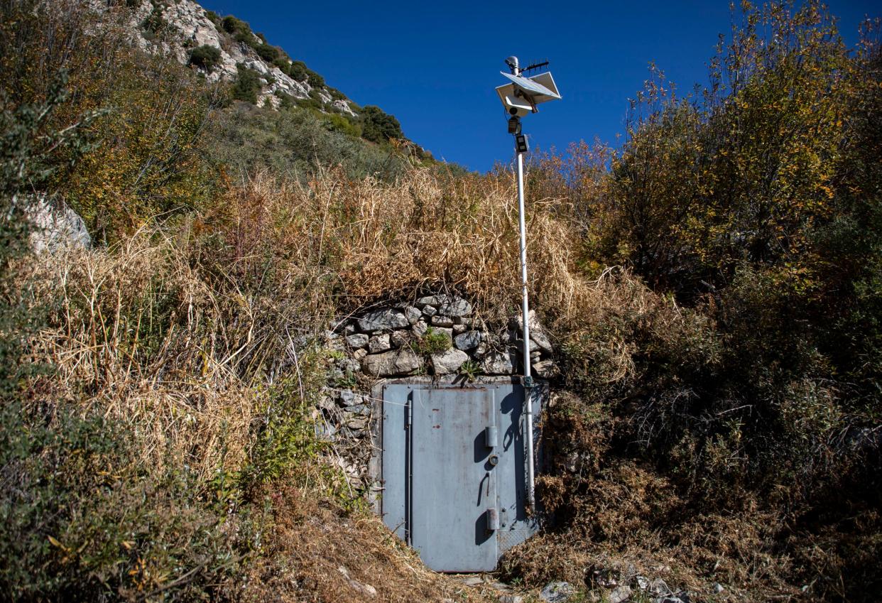 A horizontal well is seen in San Bernardino National Forest, Thursday, Nov. 4, 2021, in Rimforest, Calif.