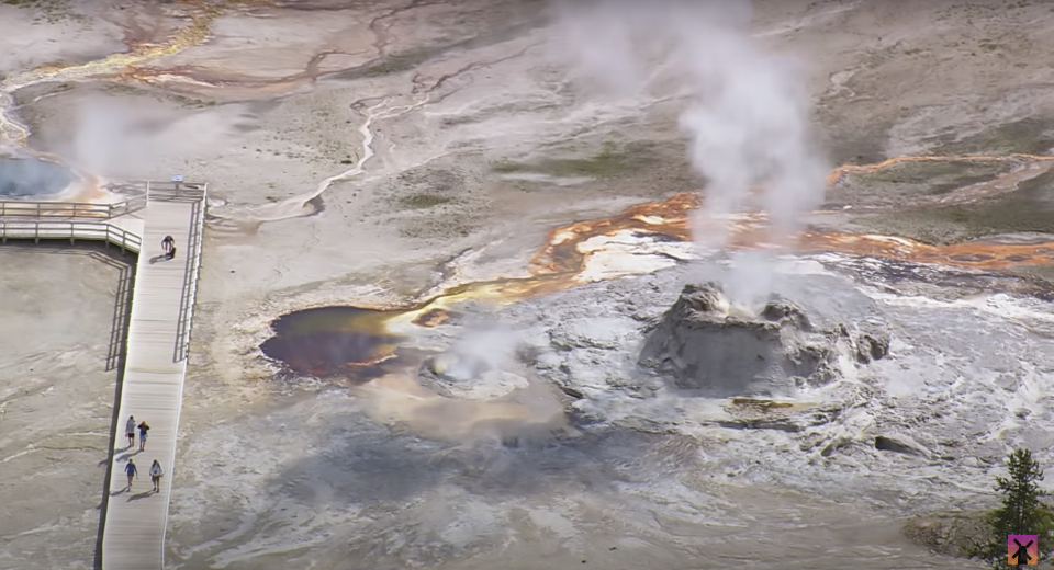 Visualization of a recently erupted volcano, from above.