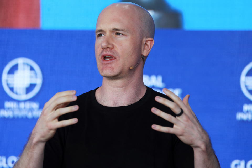 Brian Armstrong, CEO and Co-Founder of Coinbase, speaks at the 2022 Milken Institute Global Conference in Beverly Hills, California, U.S., May 2, 2022.  REUTERS/David Swanson