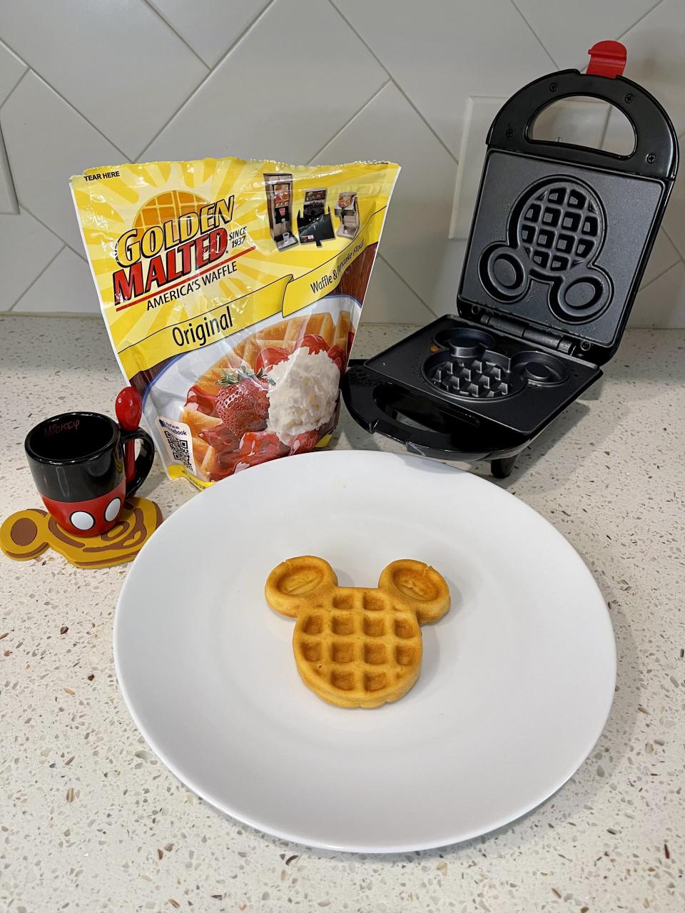 The verdict: While neither Disney Parks or Golden Malted were able to confirm, it absolutely tastes like Golden Malted is the type of waffle mix used to make Mickey waffles. (Photo: Carly Caramanna)