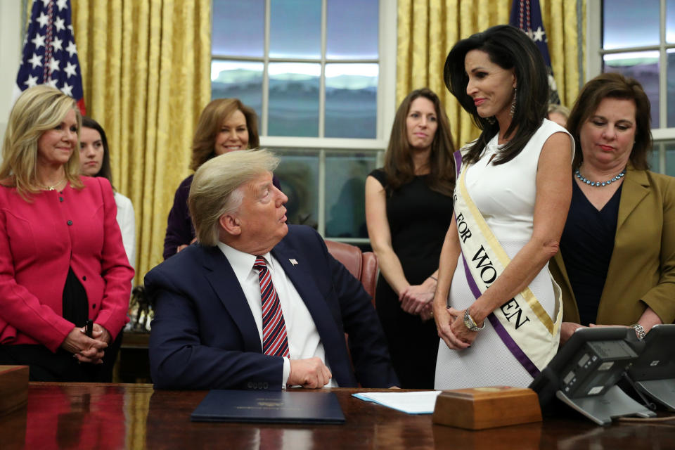 President Donald Trump speaks after signing the Women's Suffrage Centennial Commemorative Coin Act on Nov. 25, 2019. (Photo: Loren Elliott / Reuters)