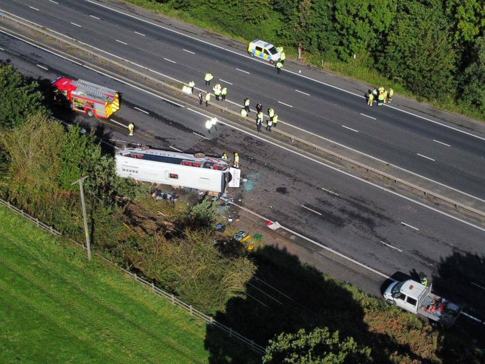 Emergency services at the scene of the crash