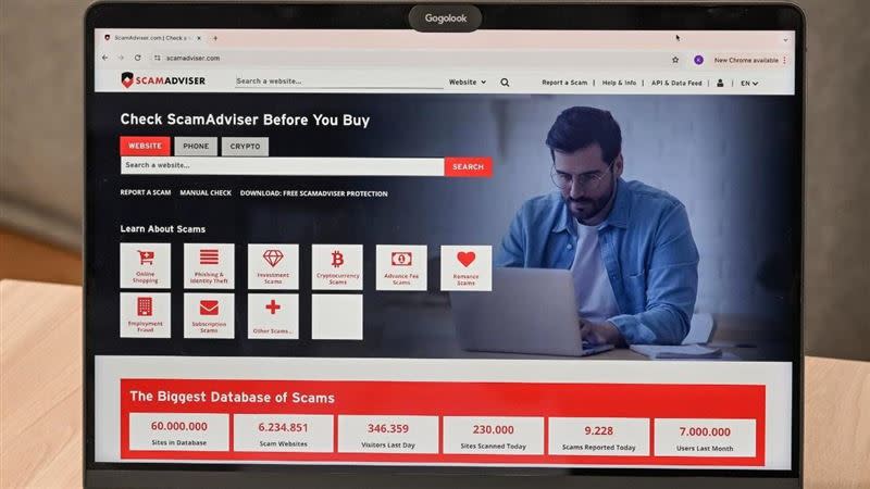 ScamAdviser 網站在歐、美、亞三大洲提供消費者免費查詢陌生網站風險，每月已有高達 700 萬的月活躍用戶。（圖／Gogolook提供）