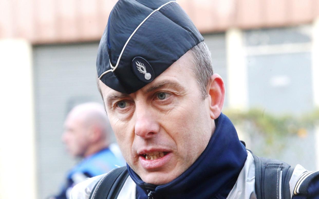 Arnaud Beltrame, the policeman who died after being seriously injured during the siege, was praised by Emmanuel Macron - Maxppp