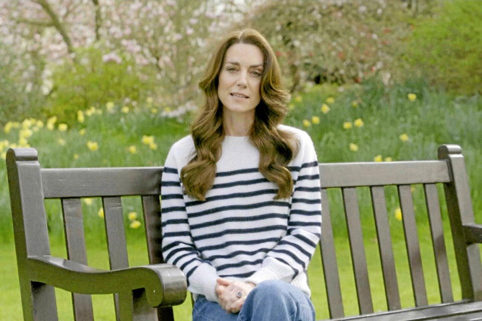 La princesse Kate Middleton a annoncé dans une vidéo publiée ce vendredi 22 mars avoir été diagnostiquée d'un cancer, sans en préciser sa nature.  - Credit:AP/SIPA
