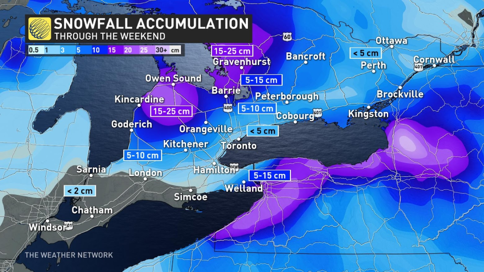 Ontario snowfall totals