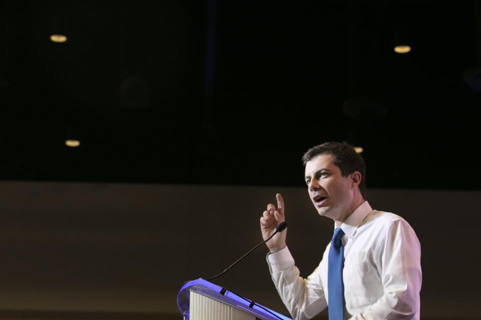 Democratic presidential candidate Pete Buttigieg speaks during the South Carolina Democratic Convention, Saturday, June 22, 2019 in Columbia, S.C.. (AP Photo/Meg Kinnard)