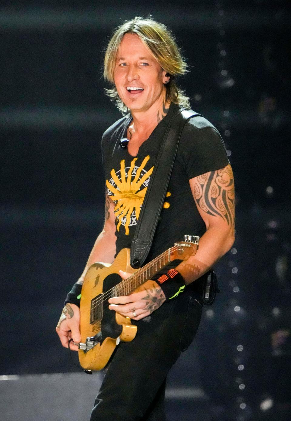 Keith Urban performs at the Iowa State Fair Grandstand on Saturda in Des Moines.