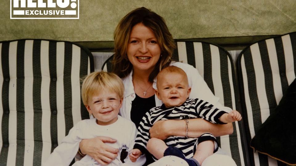 Caron with her two sons, Charlie and Gabriel, who are now 29 and 27