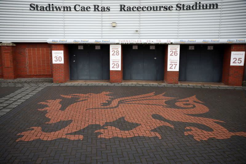 A general view of The Racecourse stadium, the home of Wrexham Football Club, in Wrexham, Britain