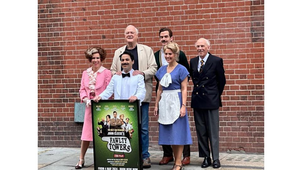 John Cleese with the cast of Fawlty Towers the Play