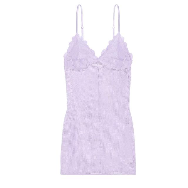 Living in the Clouds Iridescent Lace Caged Demi Bra in Pink