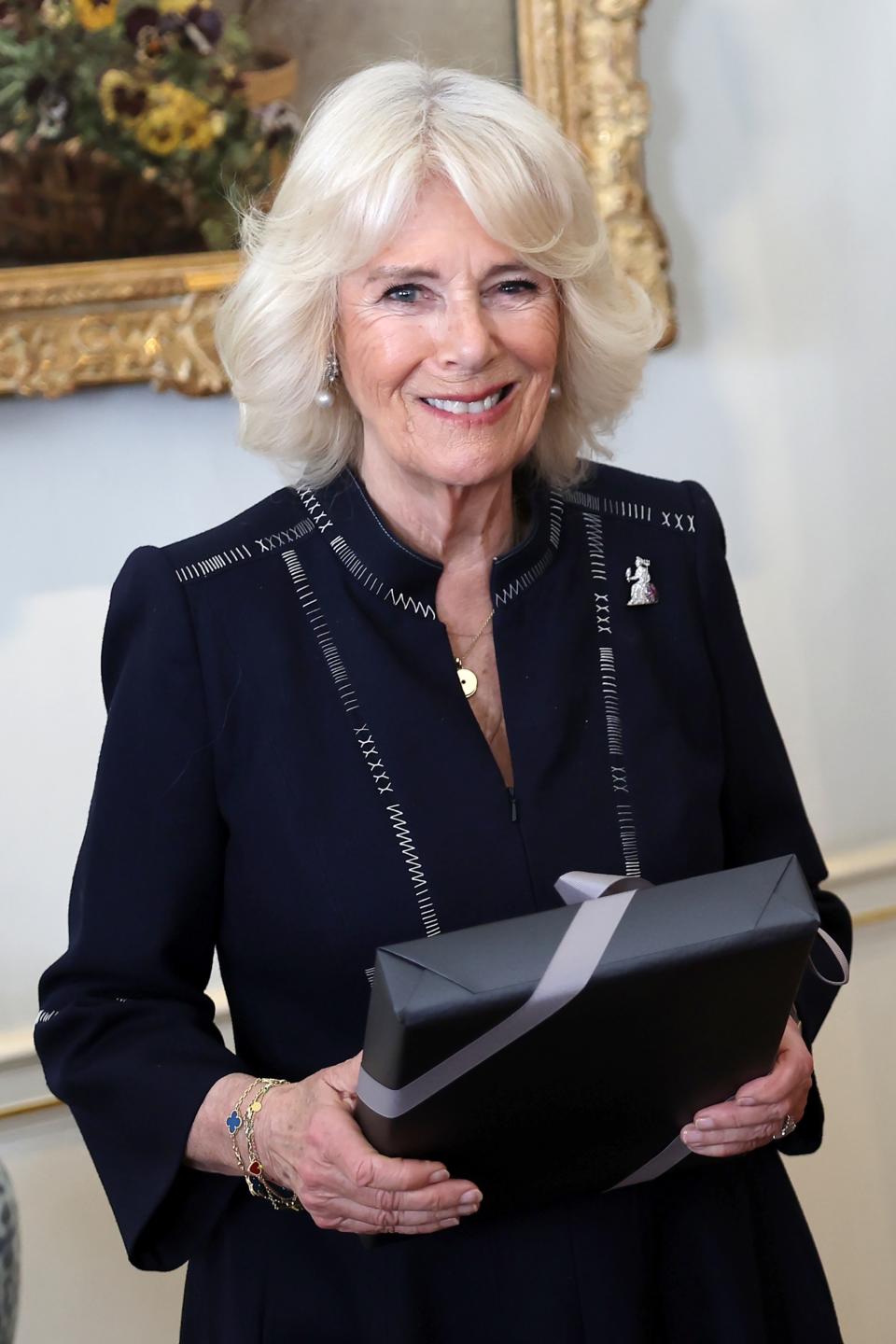 Camilla, Queen Consort visits a maternity unit at Chelsea and Westminster hospital in London to meet key domestic abuse frontline staff on Oct. 13, 2022 in London.