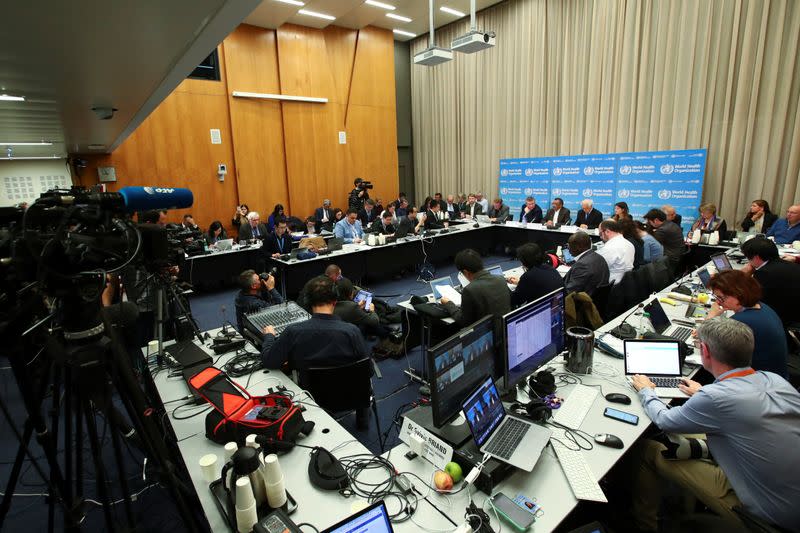 Director-General of the WHO Tedros Adhanom speaks during a news conference in Geneva