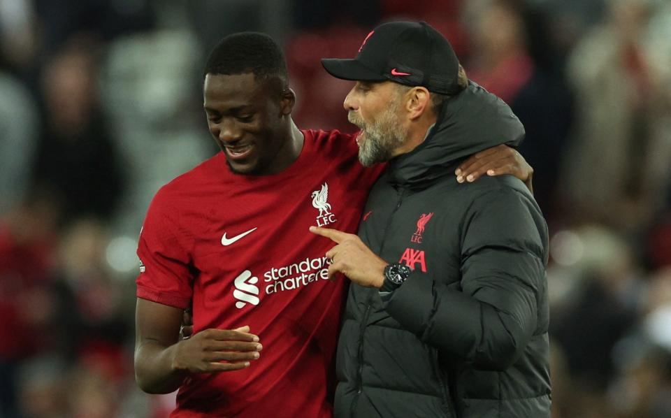 Jurgen Klopp celebrates with Ibrahima Konate - Reuters/Phil Noble