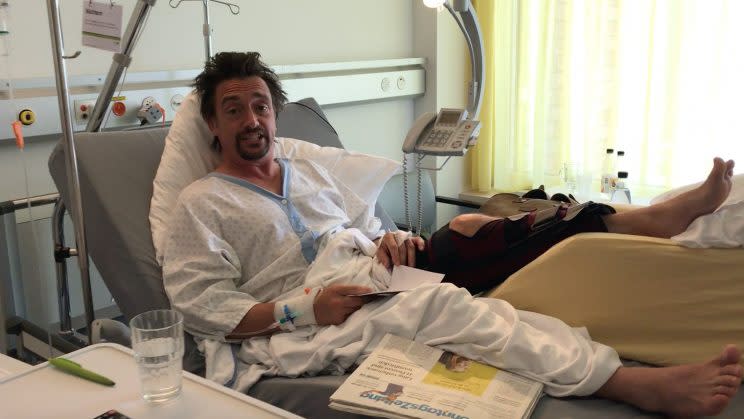 Richard posted a cheerful video from his hospital bed. Copyright: [Drivetribe]