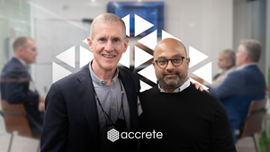 General Stanley A. McChrystal (left) and Prashant Bhuyan, Accrete Founder and CEO (right), at an event at Accrete's Headquarters in 2021.