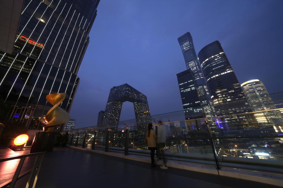 The evening view near the Central Business District is seen in Beijing, Wednesday, Oct. 26, 2022. The World Travel & Tourism Council predicts Beijing will be the world’s “most powerful” tourist city by 2032. | Ng Han Guan, Associated Press