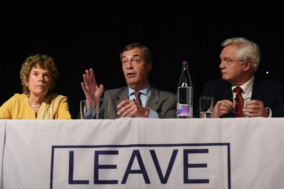 Brexiteers Kate Hoey, Nigel Farage and David Davis (AFP/Getty Images)