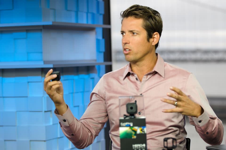 Nick, who has three small kids, talking up GoPro on TV in 2015. Photo: Getty