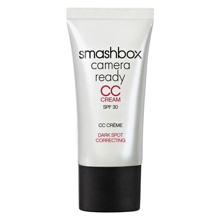 <p><a rel="nofollow noopener" href="http://www.boots.com/smashbox-camera-ready-cc-cream-spf-30-dark-spot-correcting-10171601" target="_blank" data-ylk="slk:Boots;elm:context_link;itc:0;sec:content-canvas" class="link ">Boots</a> - £29</p><p>This is the closest thing to a soft focus lens for your face, and even though it's slightly heavier than the brand's infamous BB, it feels like you're wearing absolutely nothing at all. It works wonders to tuck away dark spots caused by too much sun exposure and to diffuse those pesky red blotches that tend to crop up around your nose and mouth. Plus, the shade spectrum ranges from Fair to Dark. </p>