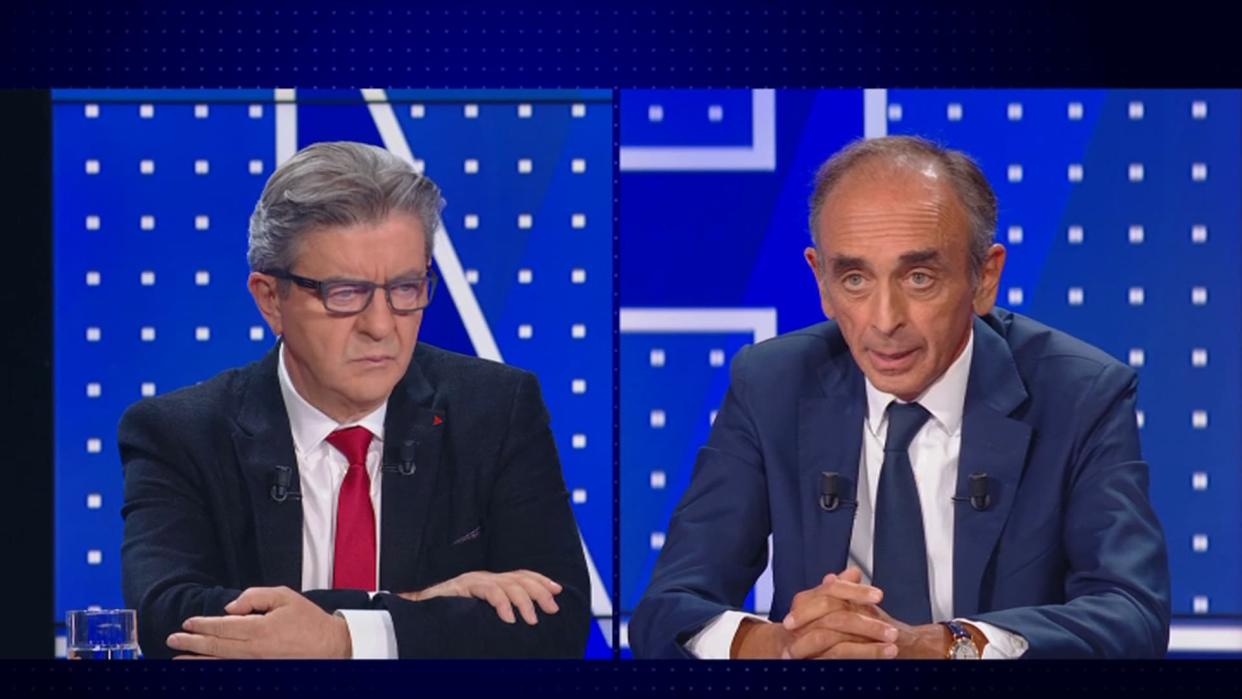 Jean-Luc Mélenchon et Eric Zemmour débattent sur BFMTV, le 23 septembre 2021. - BFMTV