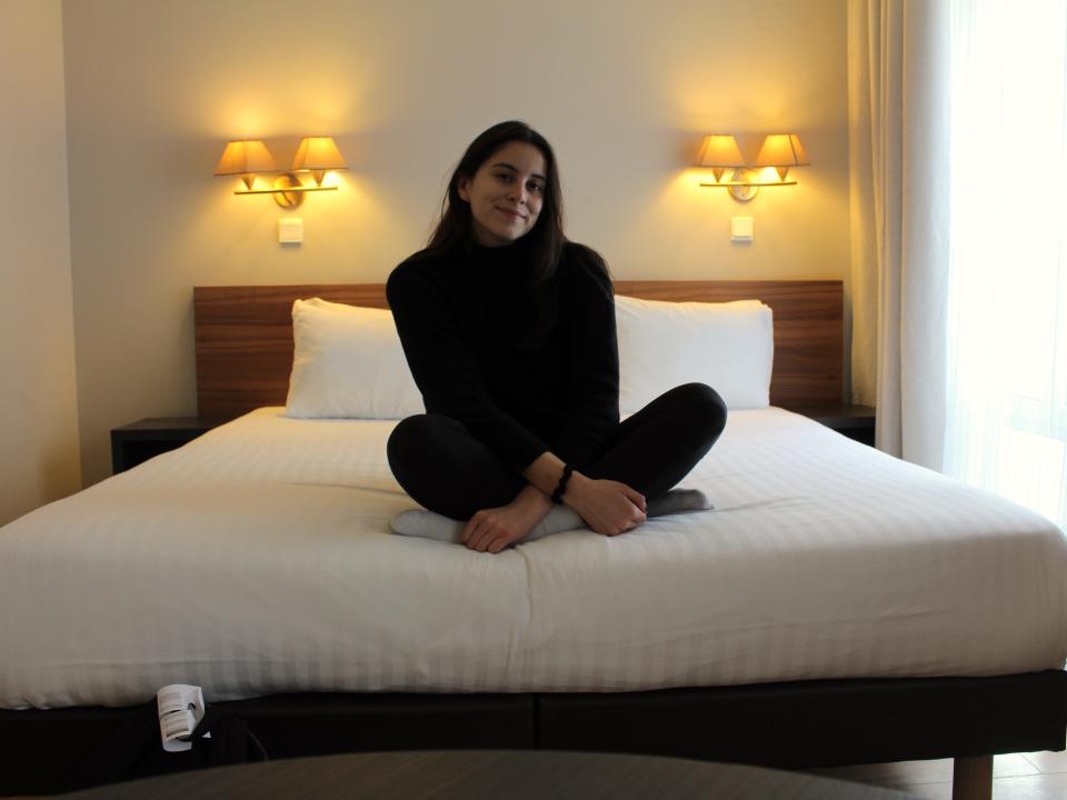 The author in her hotel room.