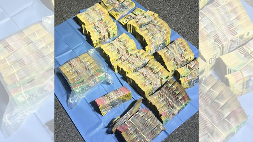 Some of the cash seized by NSW Police.