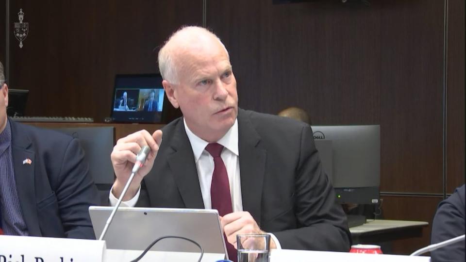 MP Rick Perkins at the standing Fisheries and Oceans Canada parliamentary committee examining illegal, unreported and unregulated fishing on Monday, Dec. 4, 2023.