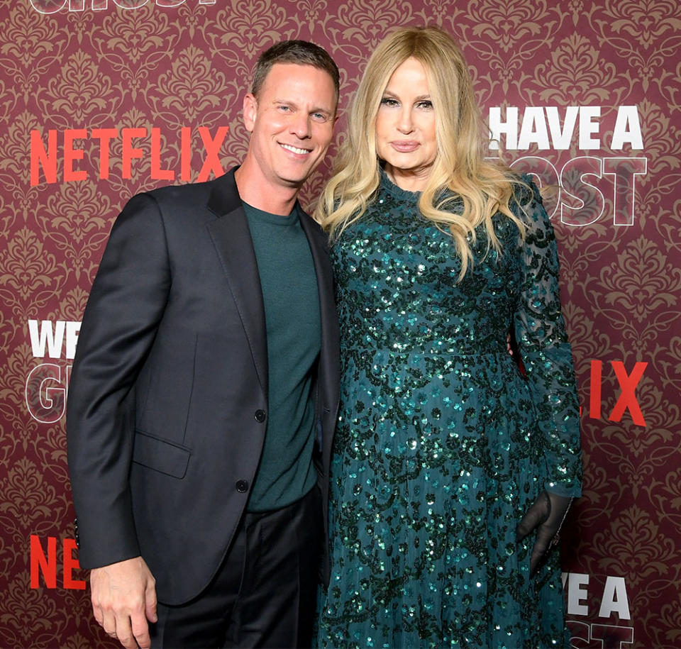 Christopher Landon and Jennifer Coolidge attend Netflix's We Have A Ghost Premiere on February 22, 2023 in Los Angeles, California.