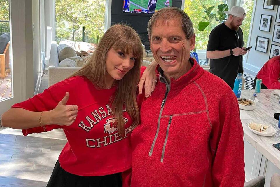 <p>Bernie Kosar/Intsagram</p> Taylor Swift is spotted at a pregame party ahead of the Kansas City Chief