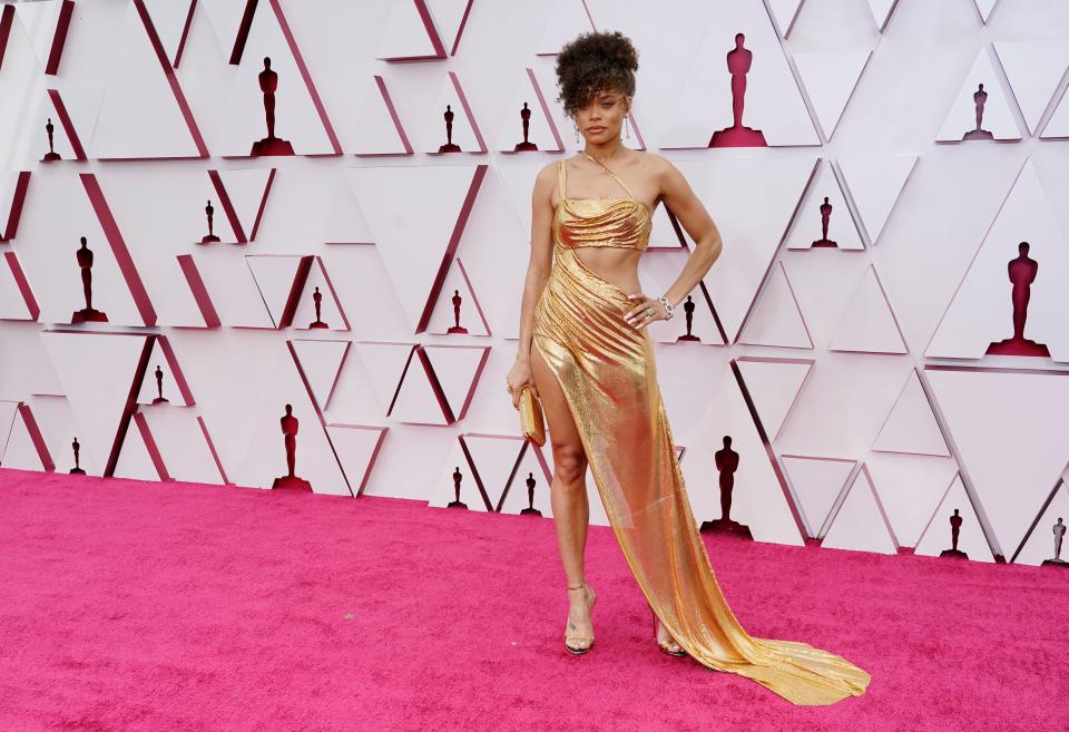 Andra Day on the red carpet wearing Vera WangGetty