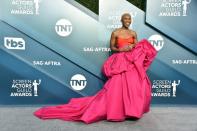 The 'Harriet' nominee is pretty in pink on the red carpet at the 26th Annual SAG Awards.