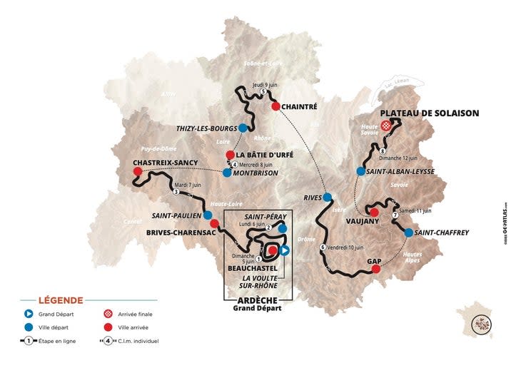 <span class="article__caption">The route for the 2022 Criterium du Dauphine. (credit: ASO)</span>