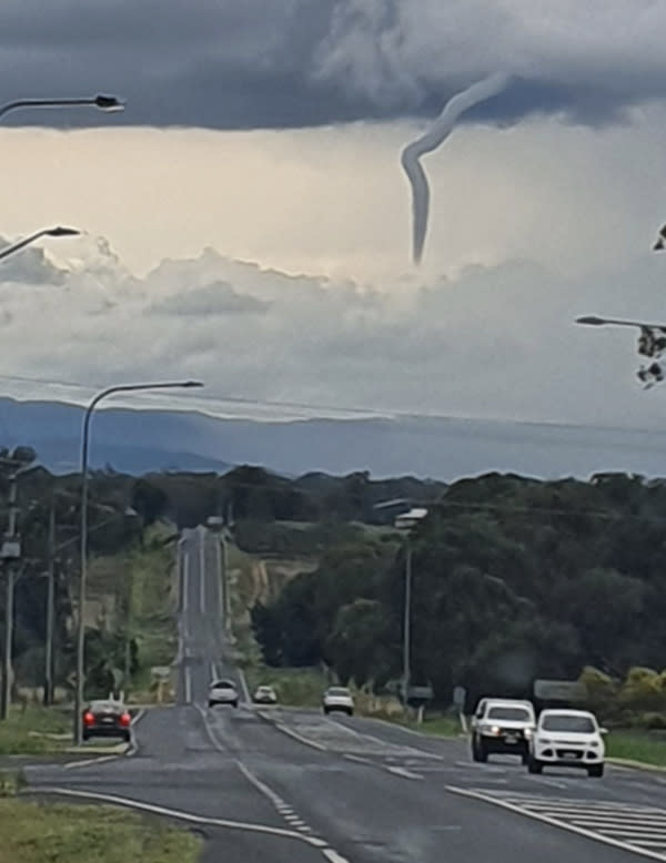 A funnel cloud pictured near Warwick.