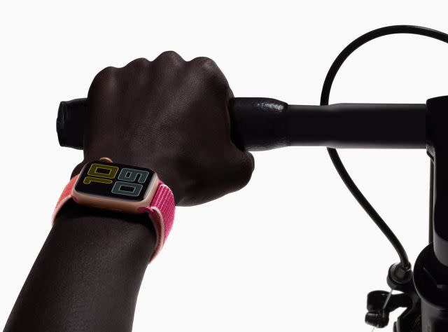 the apple watch series 5 worn while biking