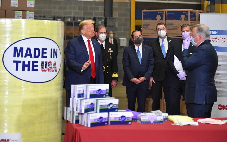 President Donald Trump visits medical supply distributor Owens &amp; Minor in Allentown, Pennsylvania, on May 14. (Photo: Mandel Ngan/Getty Images)