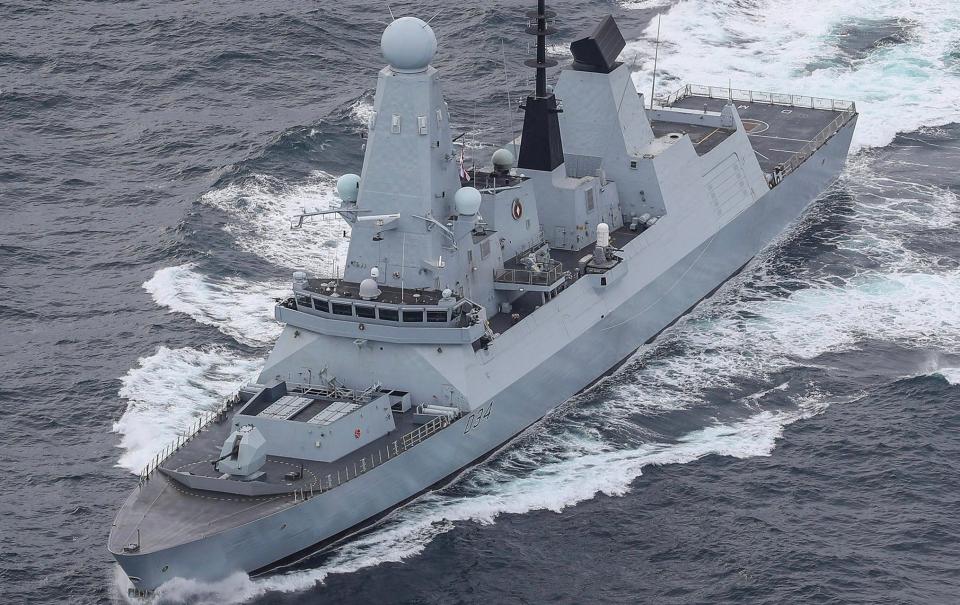 A British destroyer shot down a suspected attack drone in the Red Sea on Saturday