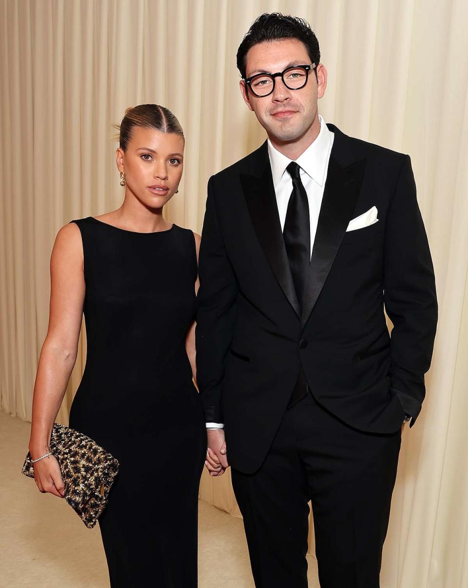 Sofia Richie and Elliot Grainge attend the Elton John AIDS Foundation's 30th Annual Academy Awards Viewing Party on March 27, 2022 in West Hollywood, California.
