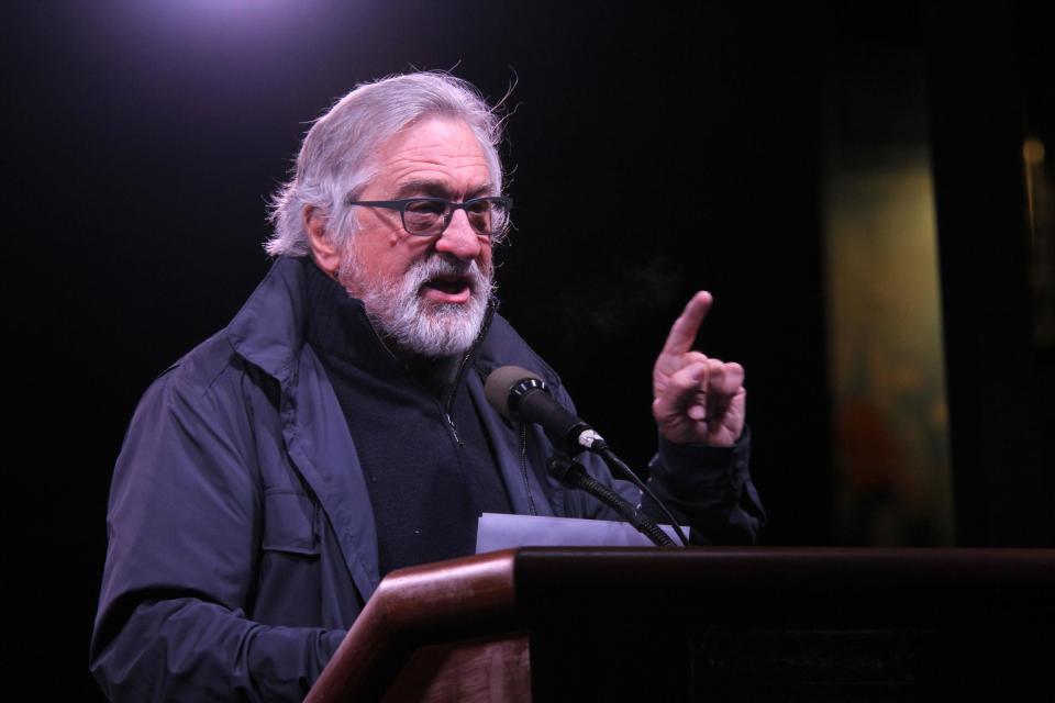 Actor Robert De Niro was one of the A-list speakers at last night's anti-Trump protest in New York: Zuma Press/PA Images