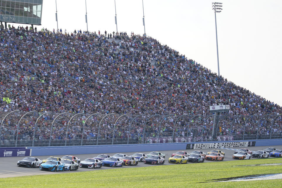 A NASCAR Cup Series auto race starts Sunday, June 25, 2023, in Lebanon, Tenn. (AP Photo/George Walker IV)