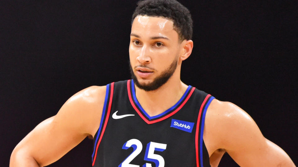 The Philadelphia 76ers have commenced their training camp without Australian star Ben Simmons, who has made good on his threat not to report to the team this season. (Photo by Jesse D. Garrabrant/NBAE via Getty Images)