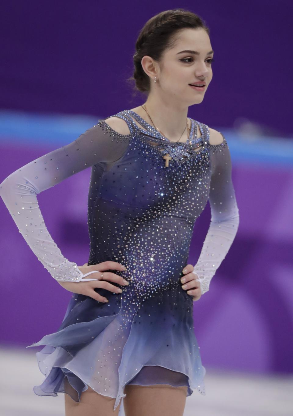 <p>Evgenia Medvedeva, of the Olympic Athlete of Russia receives applause after her performance in the ladies single figure skating short program in the Gangneung Ice Arena at the 2018 Winter Olympics in Gangneung, South Korea, Sunday, Feb. 11, 2018. (AP Photo/Julie Jacobson) </p>