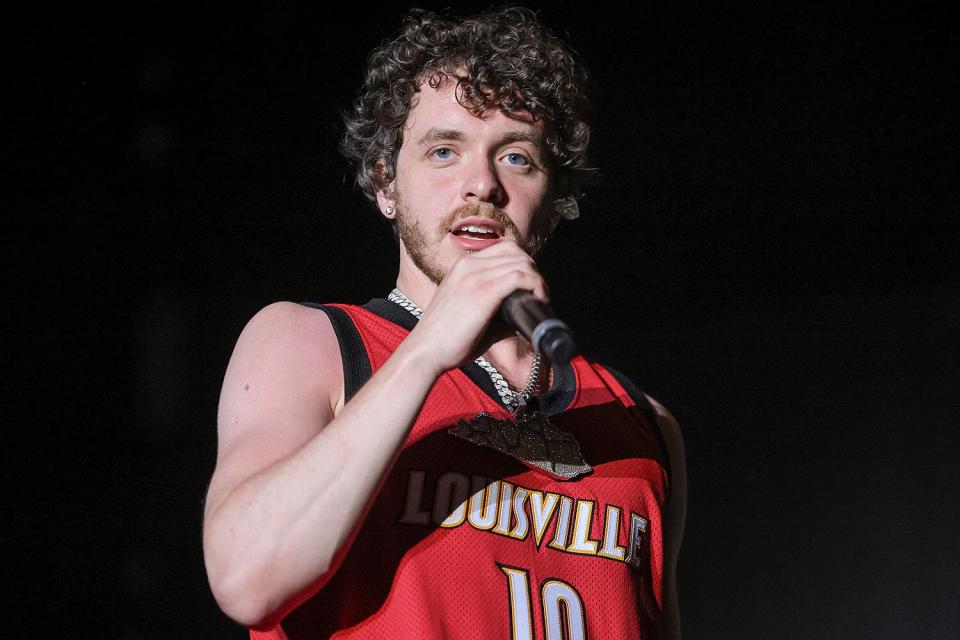 Jack Harlow performs during the Forecastle music festival at Waterfront Park on May 27, 2022 in Louisville, Kentucky.
