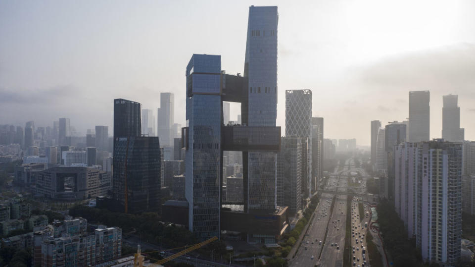 The Tencent Holdings Ltd. headquarters, center, in Shenzhen, China, on Saturday, March 20, 2021.<span class="copyright">Qilai Shen/Bloomberg via Getty Images</span>