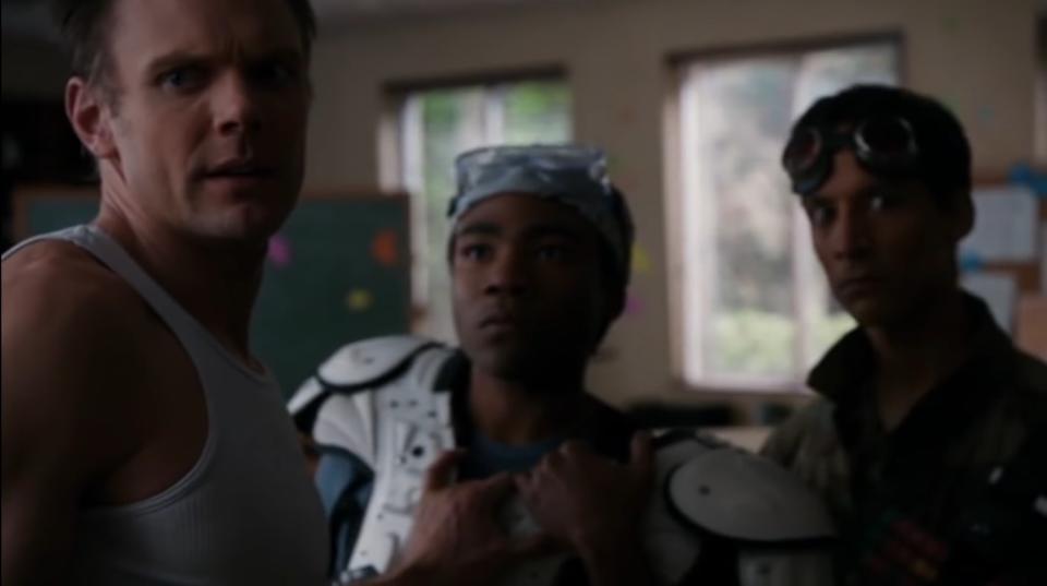 (L-R): Jeff (Joel McHale), Troy (Donald Glover) and Abed (Danny Pudi) in "Community"