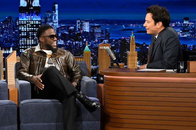 <p>Todd Owyoung/NBC</p> Kevin Hart and Jimmy Fallon on 'The Tonight Show' on Sept. 5, 2024.